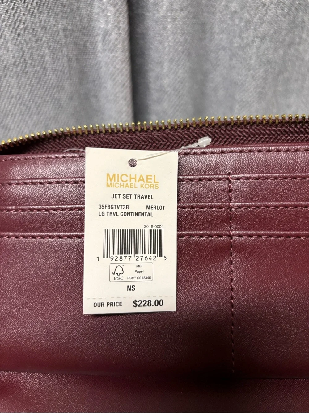 Michael Kors Brown Burgundy MK Signature Wristlet Clutch